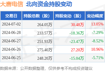 大唐電信(600198)北向資金7月2日增持30.48萬(wàn)股，布局計(jì)算機(jī)軟硬件開(kāi)發(fā)與銷(xiāo)售前景